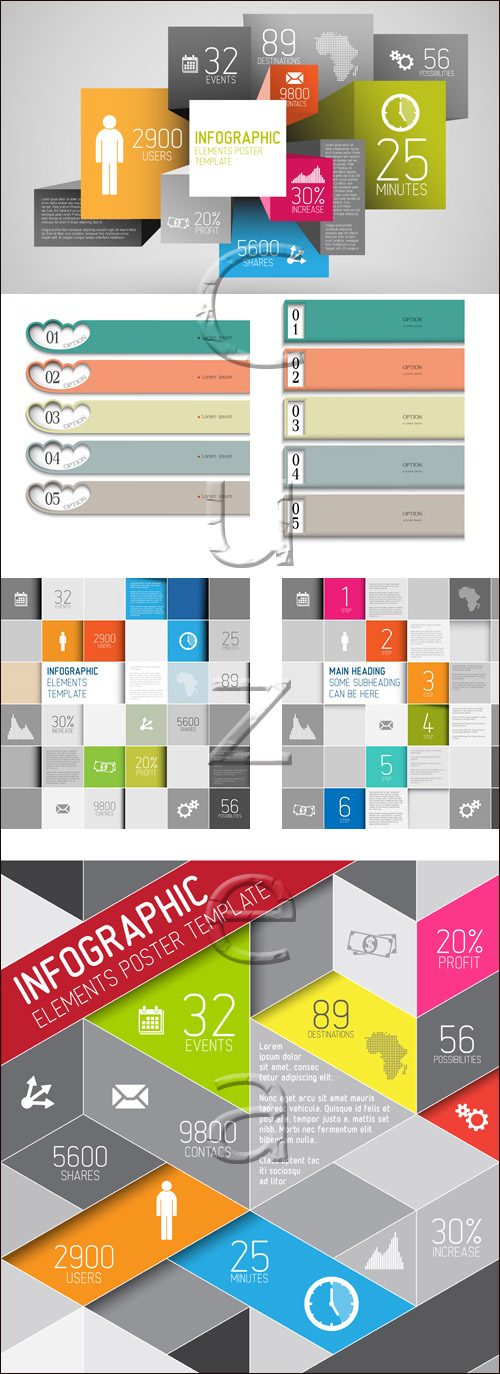 Infographic collection, 60 - vector stock