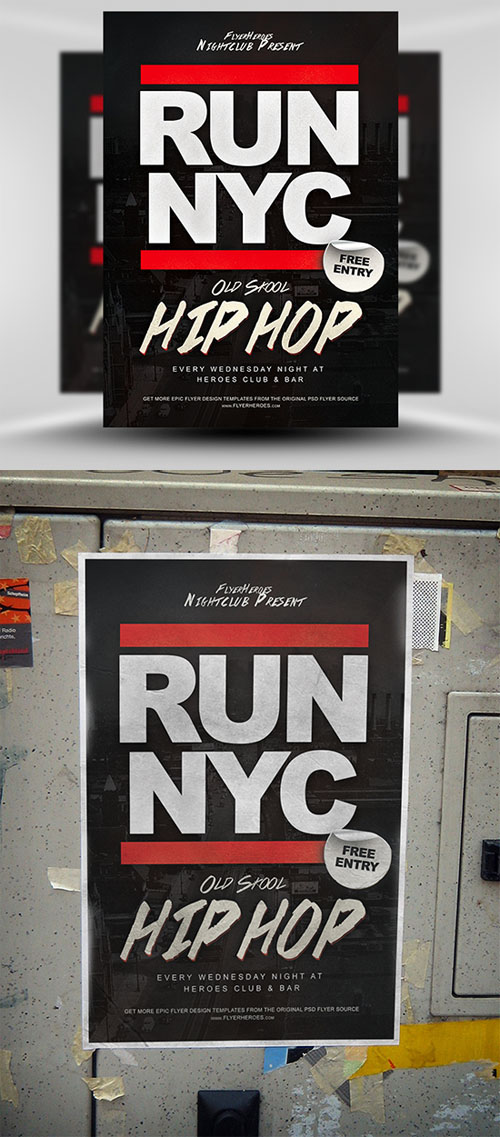Run Nyc Hip Hop Flyer Template PSD