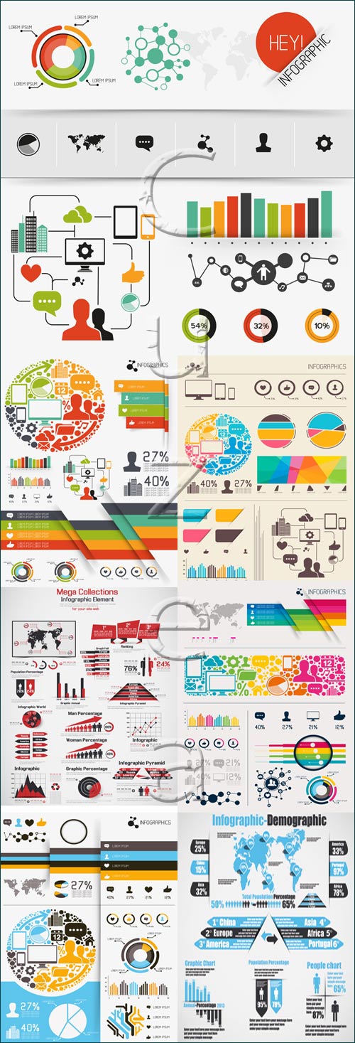 Infographic collection, 66 - vector stock