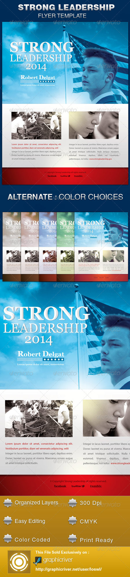 PSD - Strong Leadership Political Flyer Template