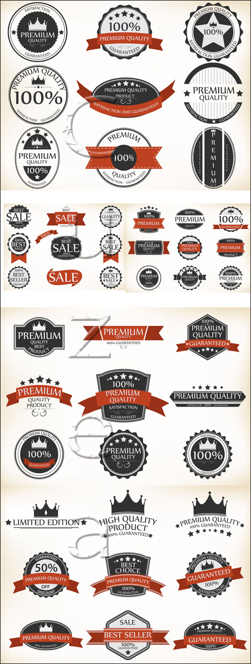 Labels for sale with ribbons - vector stock