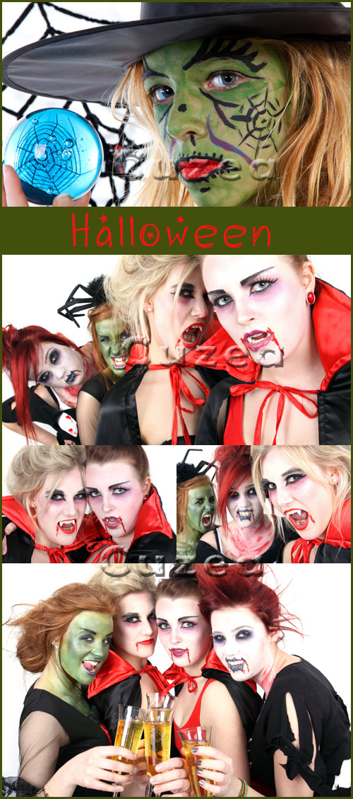 Halloween girls, 2 - stock photo
