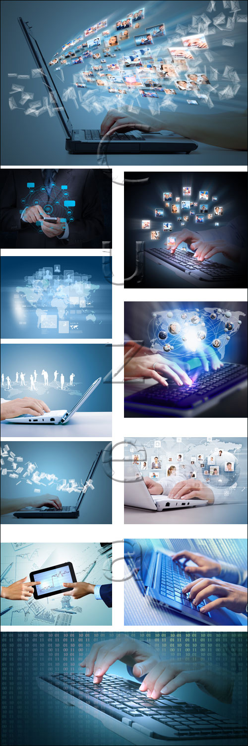 Hands with a computer keyboard, 5 - stock photo