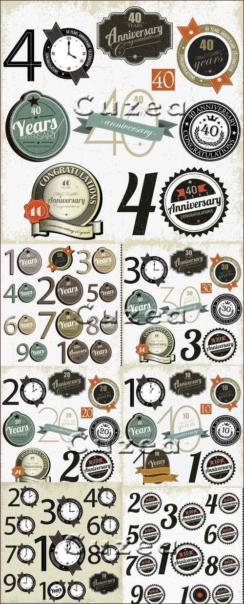 Vector anniversary stickers with numeration