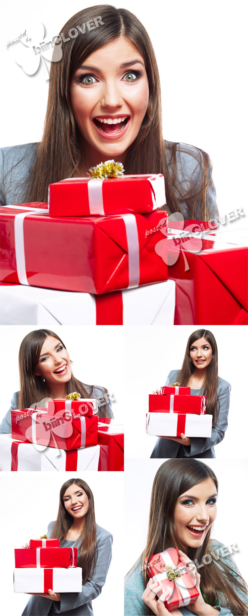 Woman with Christmas gifts 0489