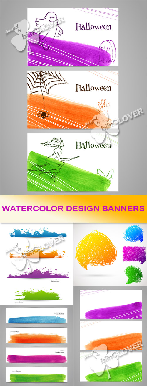Watercolor design banners 0492