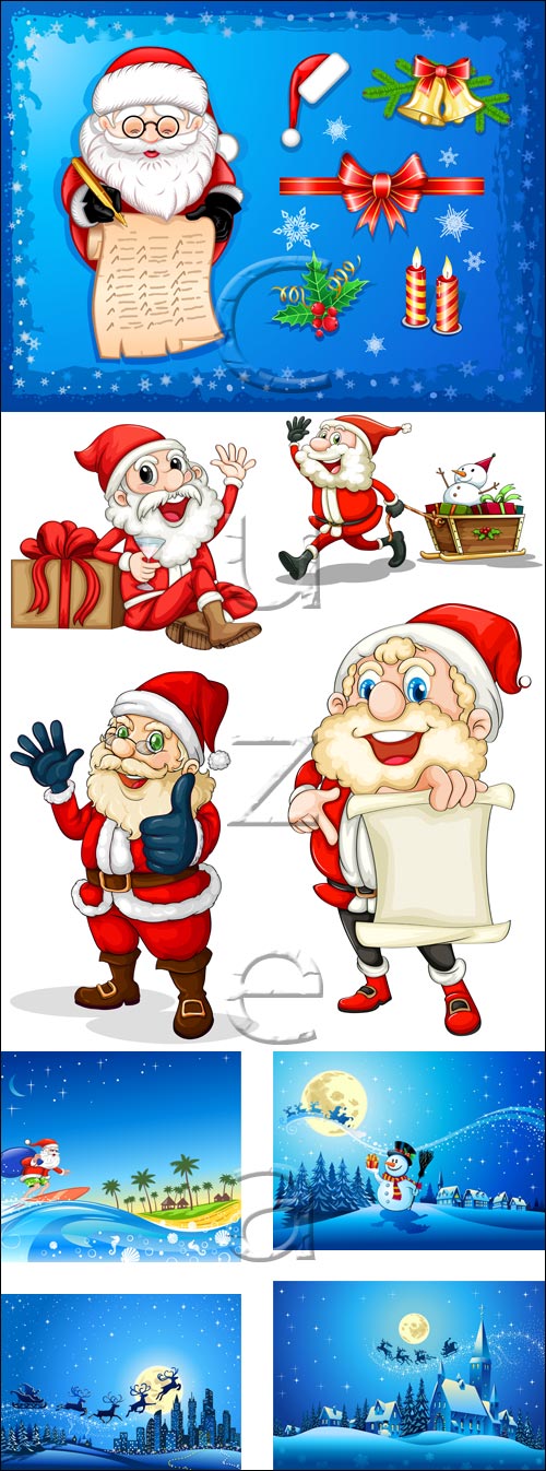 Christmass elements with santa - vector stock