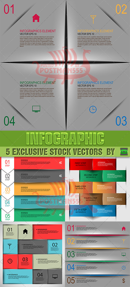 VECTOR CLIPART -   / Abstract paper infographic Set 1