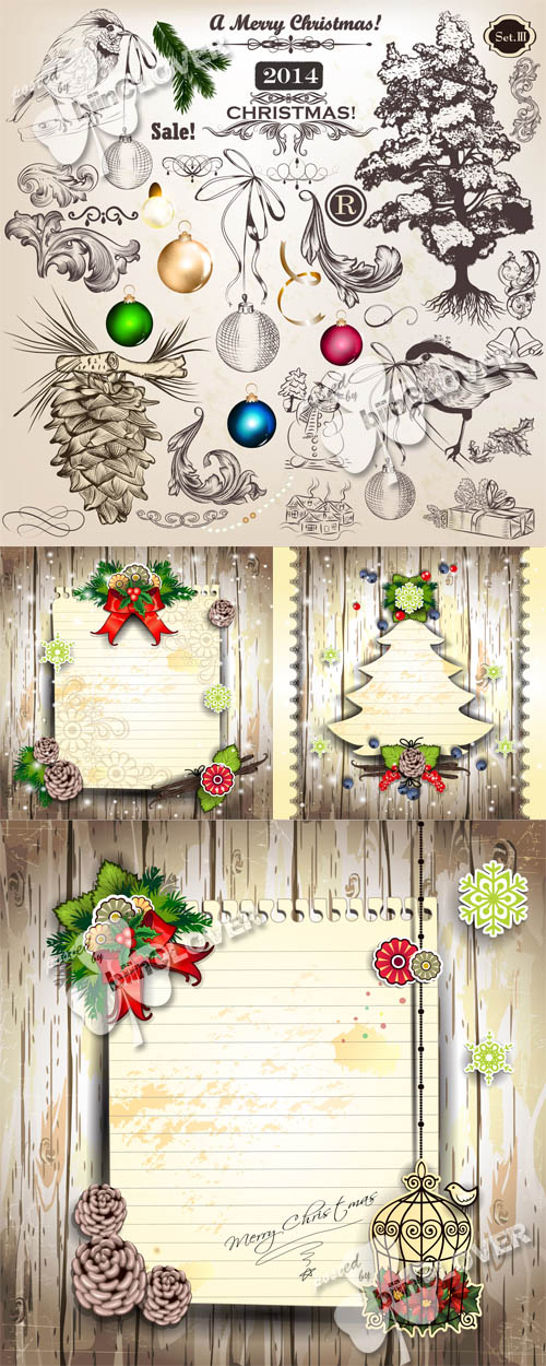 Christmas vintage decorative elements 0493