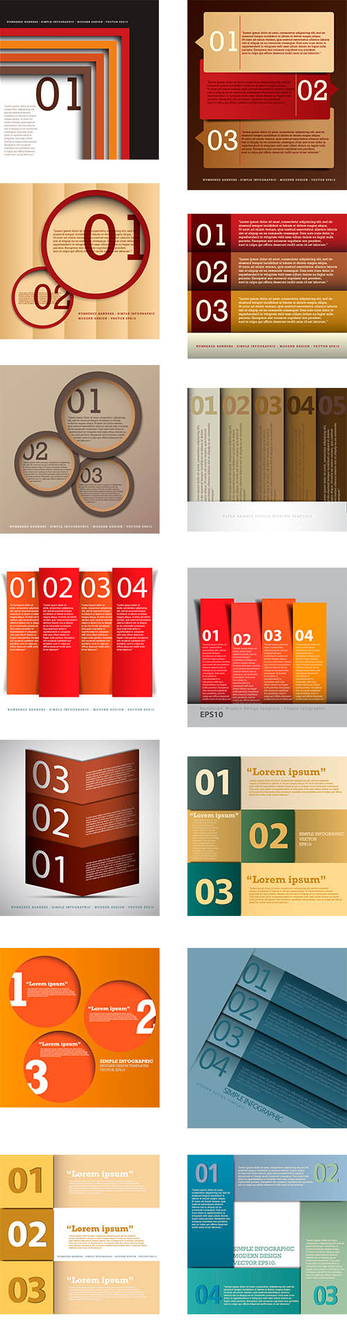 Infographic banners with numbers 0496