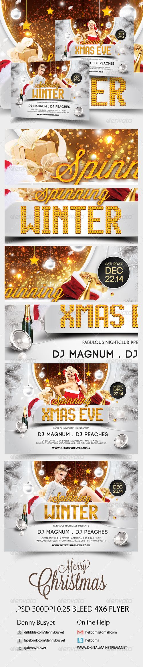 PSD - Spinning Winter And Xmas Party Flyer Template