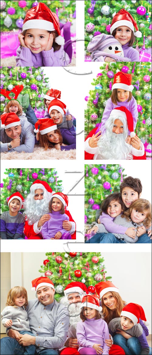 Happy family selebrated New Year - stock photo 2014