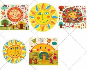     | Illustrations fun decorative sun, 