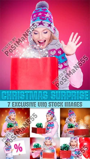      | Surprised and happy beautiful girl -  
