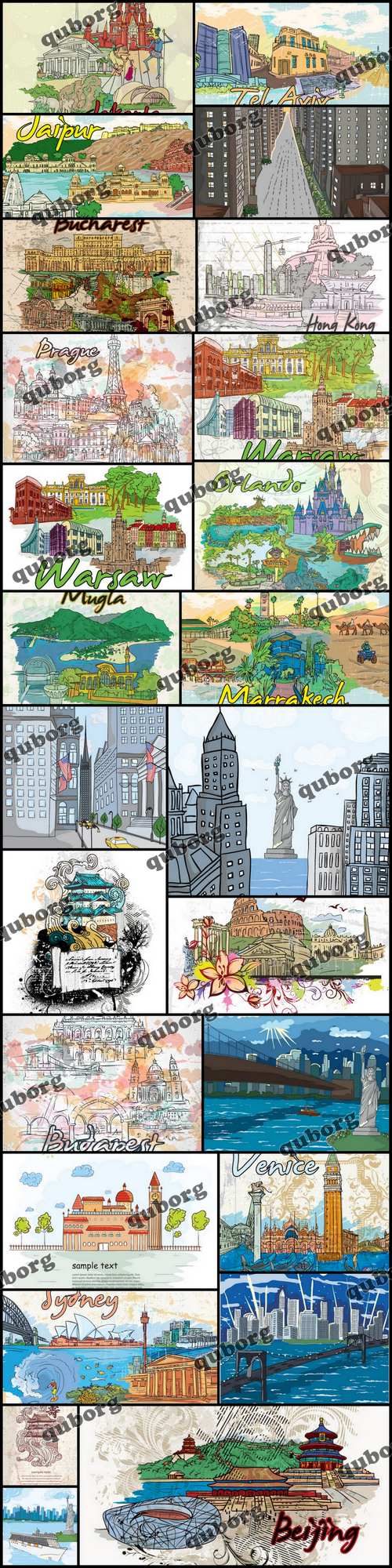 Stock Vector - Famous Cities Illustrations 2