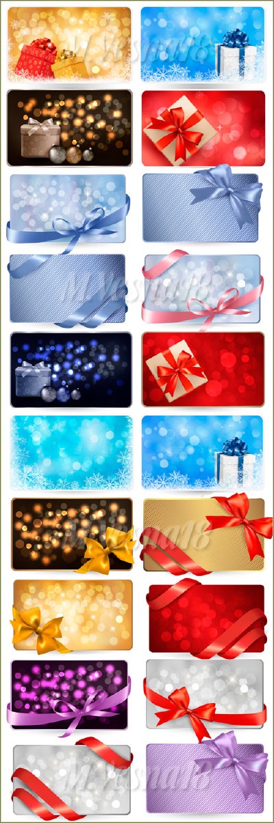        ,   / A collection of beautiful Christmas cards with ribbons and bows, the vector clipart