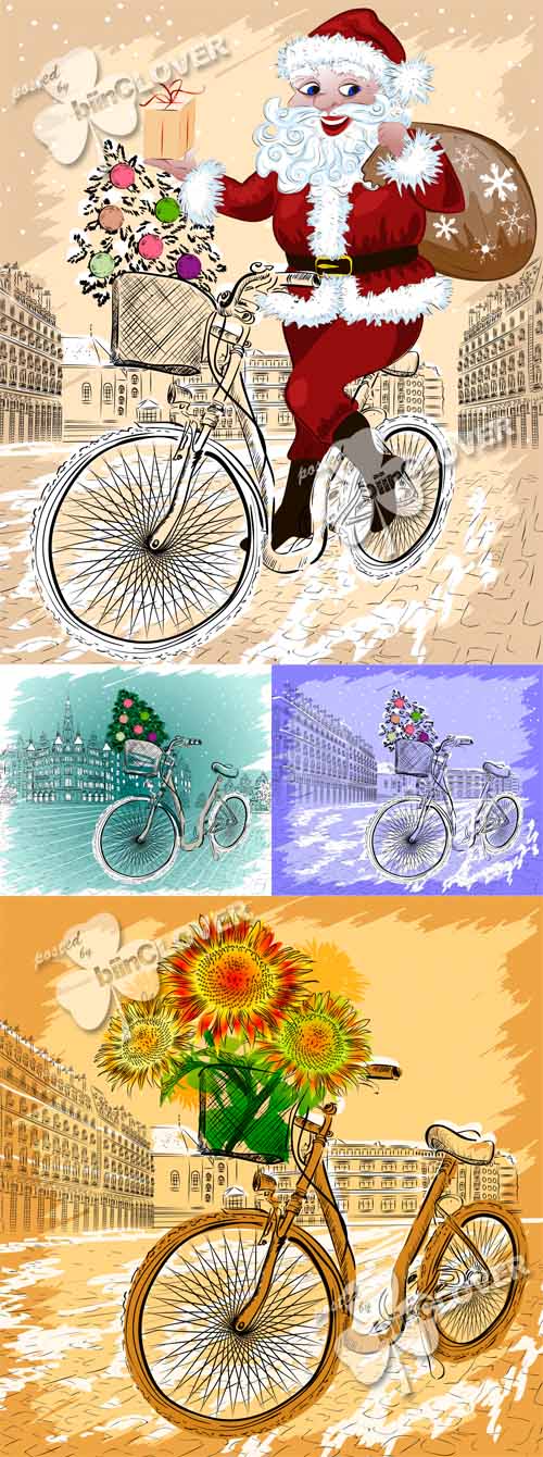 Christmas postcard with bicycle 0539