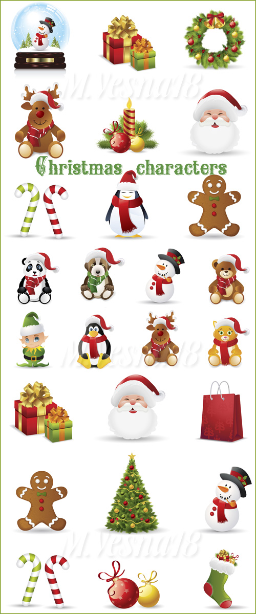  ,   / Christmas characters, vector clipart