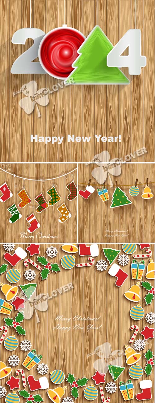 New Year 2014 on wood background 0544