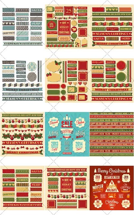 Наклейки праздничные скидки, Новый год и Рождество | Stickers holiday discounts, Christmas and New Year 2, вектор