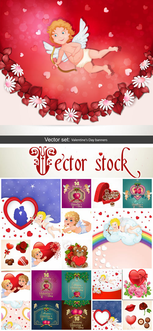 Vector collection for Valentines Day, 14 February, part 2