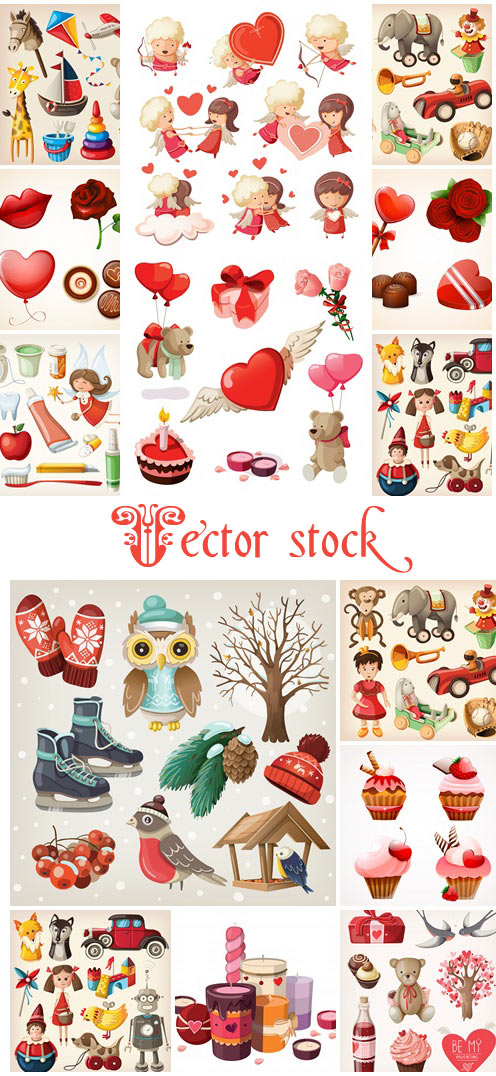 Vintage set for holidays - vector stock