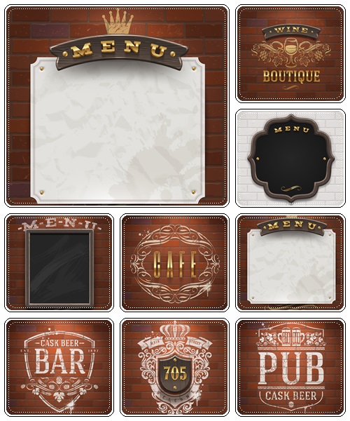 Bar and cafe menu inscription on wood - vector stock