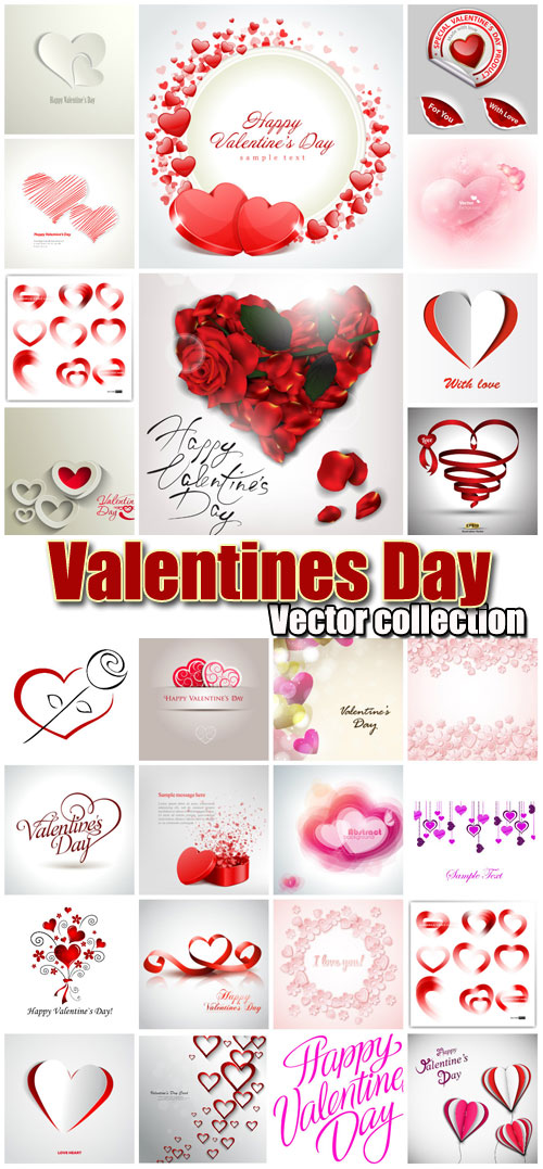 Valentine's Day romantic backgrounds, vector hearts # 12