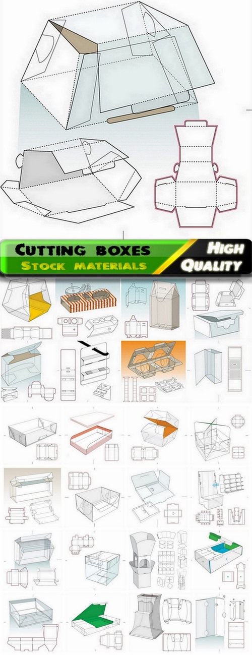 Template for cutting boxes in vector from stock #8 - 25 Eps