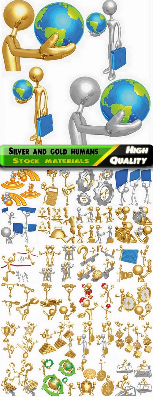 Silver and gold 3D business humans - 25 Eps