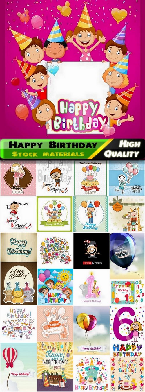 Happy Birthday Template Design in vector from stock #9 - 25 Eps