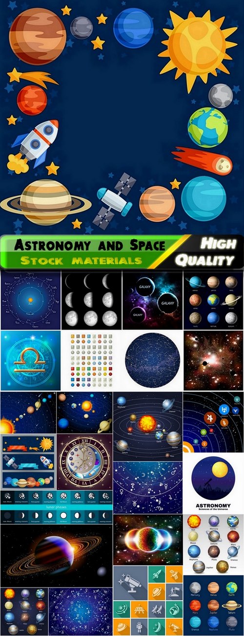 Astronomy and Space with planet in vector from stock - 25 Eps