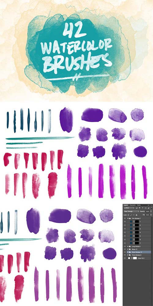 CreativeMarket 42 Watercolor Brushes