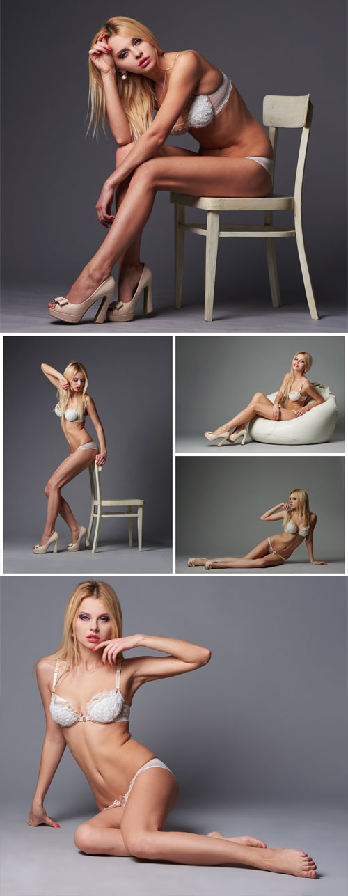 Girl in lingerie in different positions - Stock photo