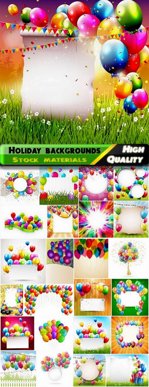 Holiday backgrounds with balloons and confetti - 25 Eps