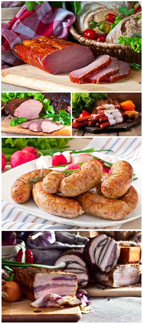 Meats, ham, sausage - stock photos