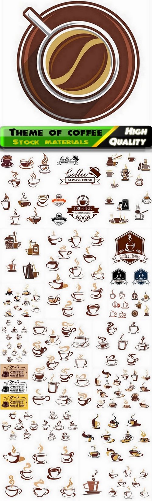Logos labels and stamps with theme of coffee - 25 Eps
