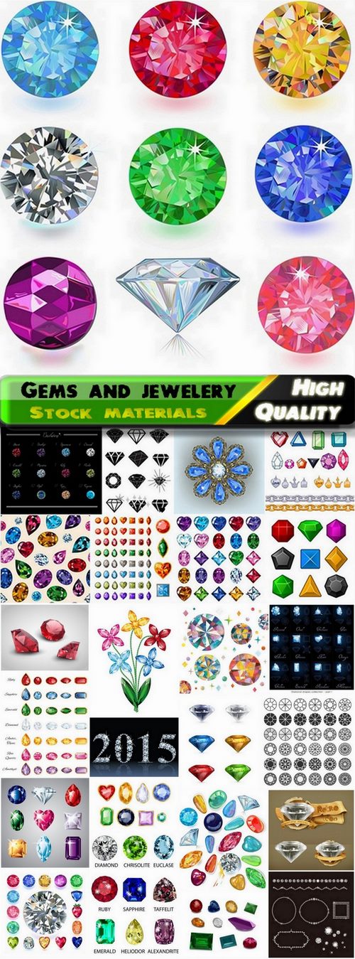 Beautiful vector gems and jewelery from stock - 25 Eps