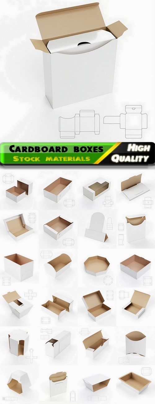 Design of cardboard boxes with drawings for cutting - 25 HQ Jpg