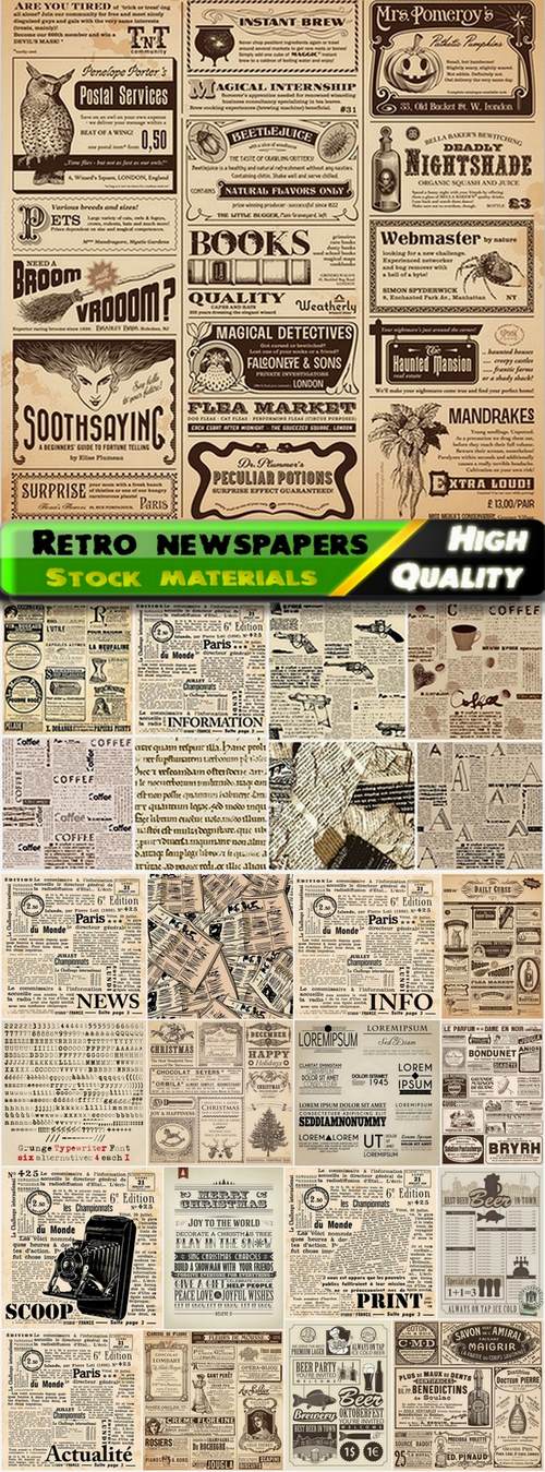 Vintage and retro newspapers with grunge elements - 25 Eps