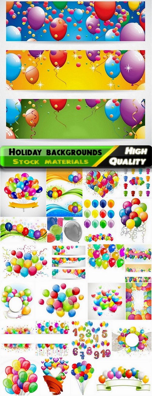 Holiday backgrounds with balloons and confetti 3 - 25 Eps