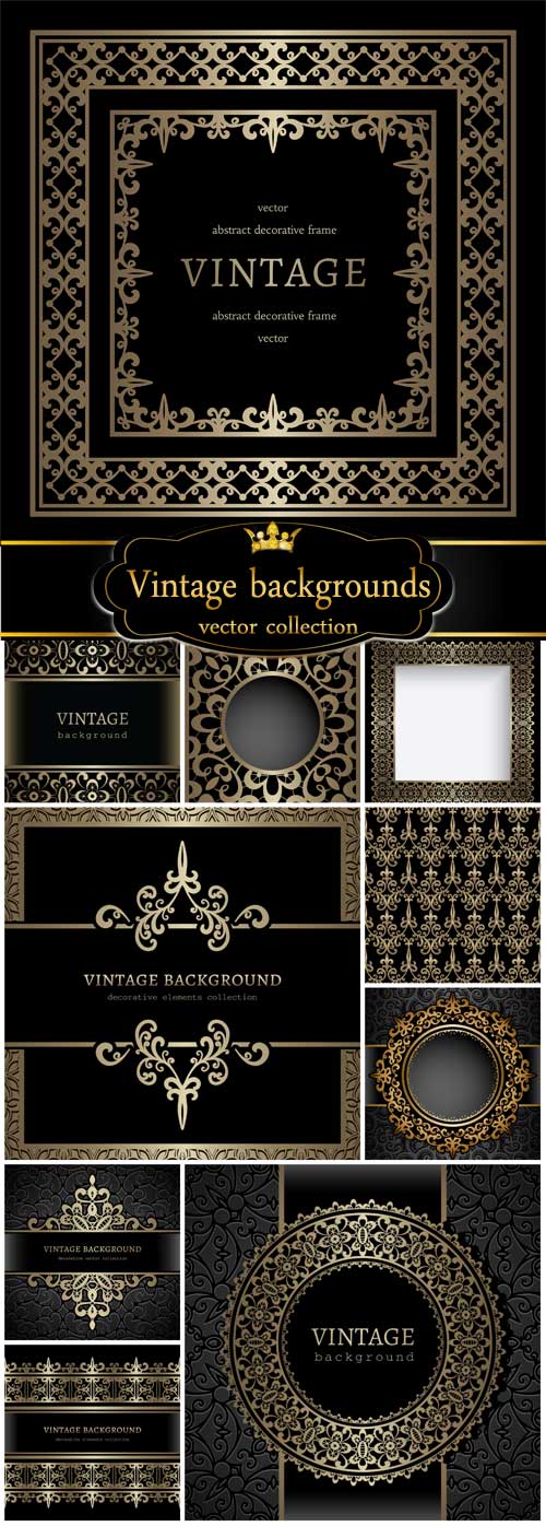 Vintage backgrounds vector, golden patterns and ornaments 4