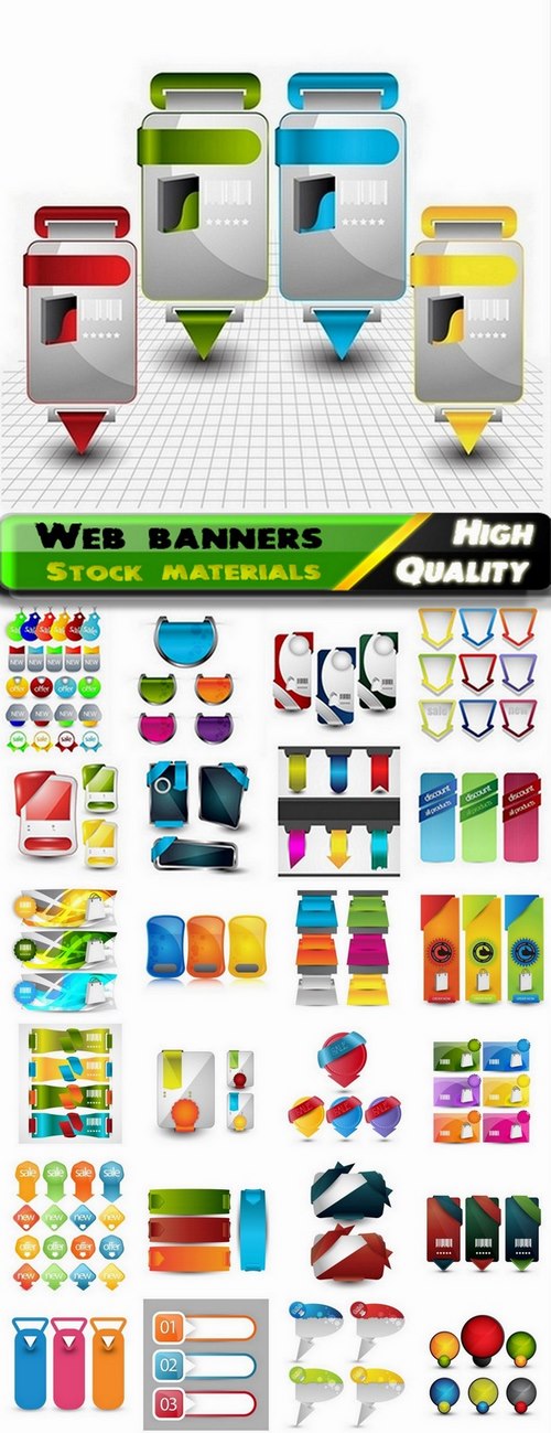 Web banners and shapes for text - 25 Eps
