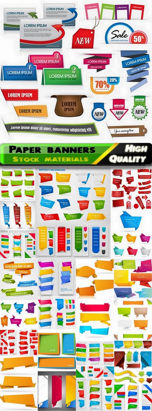Abstract paper banners and shapes for text - 24 Eps