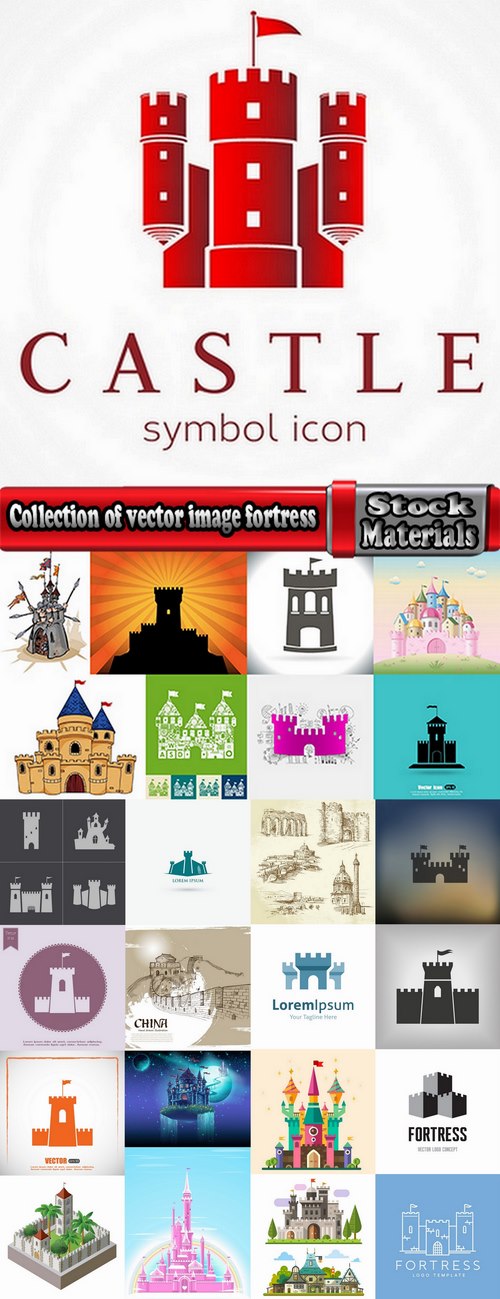 Collection of vector image fortress castle fort inaccessibility  25 Eps