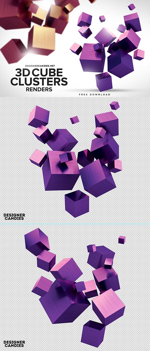 3D Cube Clusters Transparent PNG