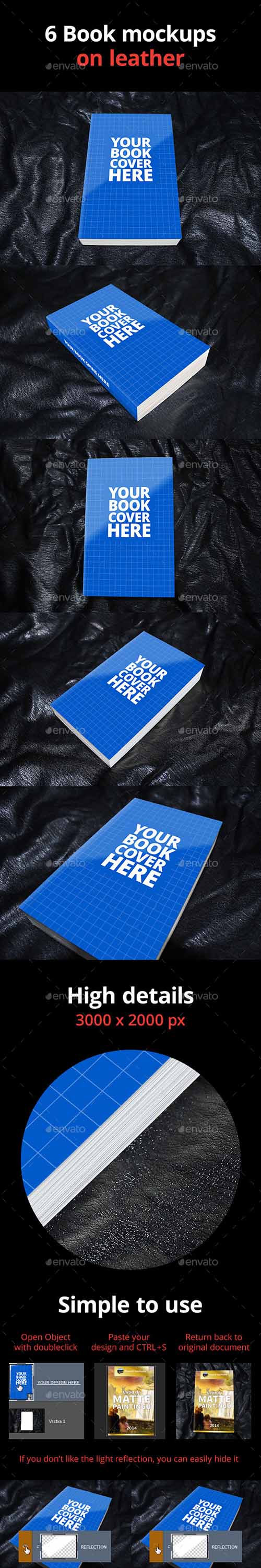 GraphicRiver - 5 Book Mockups on Leather - 11178563
