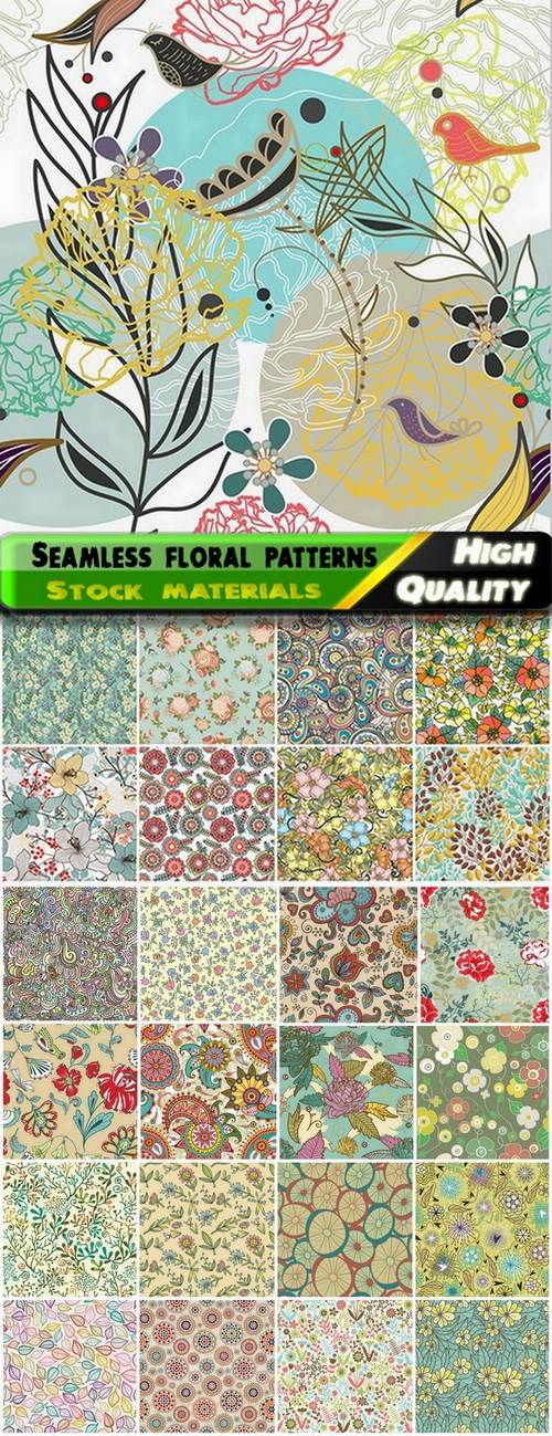 Seamless floral patterns for wallpaper design - 25 Eps