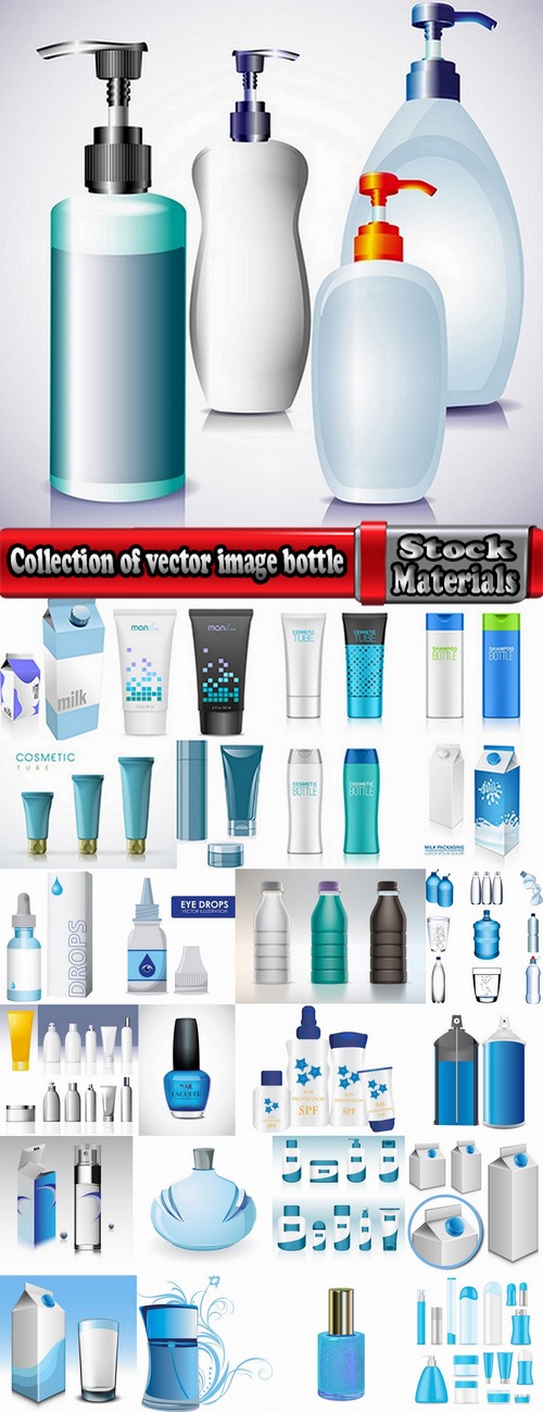 Collection of vector image bottle and vial tube of cream various capacities 25 Eps