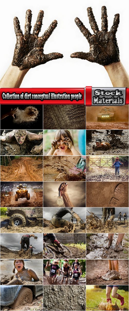 Collection of dirt conceptual illustration people in the mud puddle swamp soil 25 HQ Jpeg